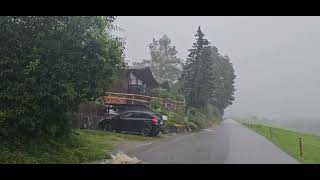 Thunder hail and strong rain between Urnäsch and Schönaupass Switzerland 21 July 2024 [upl. by Adnaugal1]