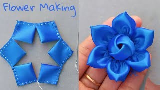 DIY How to make an adorable fabric flower in just 2 minutes DIY Easy Tricks Fabric Flowers [upl. by Amero]