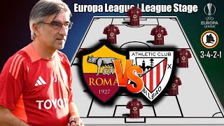 AS ROMA VS ATHLETIC CLUB  AS ROMA POTENTIAL STARTING LINEUP EUROPA LEAGUE  LEAGUE STAGE [upl. by Dranik842]