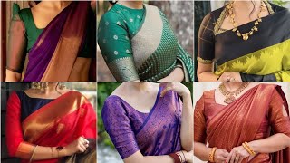 Silk Sarees Blouse DesignNew Trending Silk Saree Blouse DesignSilk Sarees Front Neck Blouse Design [upl. by Dnalyaw]