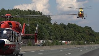 Zwei Rettungshubschrauber im Einsatz Christoph Dortmund DHDRF und Christoph 8 DHOFF [upl. by Ocinom]