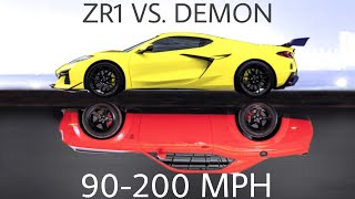 NEW C8 ZR1 Corvette VS Dodge Demon 90200 MPH [upl. by Xad]