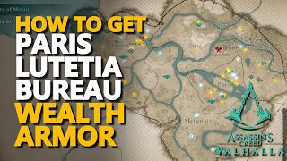 Lutetia Bureau Wealth Armor Gear Key Joyeuse Location Assassins Creed Valhalla [upl. by Tracay]