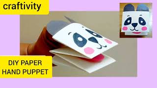 Hand Puppet DIY Ideas Paper crafts for school  How to make hand puppet using paper Panda toy DIY [upl. by Gorski858]