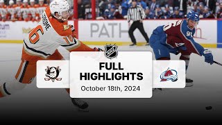 Ducks at Avalanche  October 18 2024  NHL Full Game Highlights [upl. by Edyaw792]