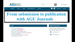 From submission to publication with AGU Journals [upl. by Sawyere]