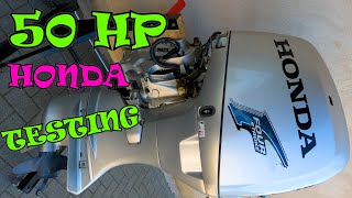 STARTUP AND TESTING OF HONDA 50 HP OUTBOARD MOTOR FUEL INJECTION 3 CYLINDER 2010 YEAR MODELL [upl. by Connie195]