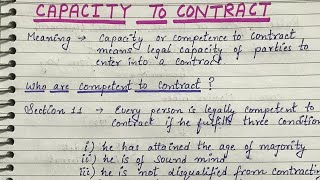 Capacity to Contract  Capacity of Parties  Indian contract act 1872 [upl. by Wasserman]