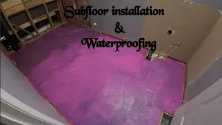 Install bathroom Subfloor and waterproof [upl. by Favrot]