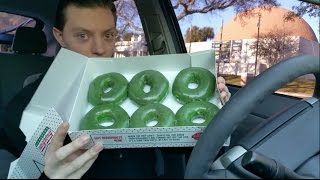 Krispy Kreme St Patricks Day Green Original Glazed Doughnut  Review [upl. by Lig]