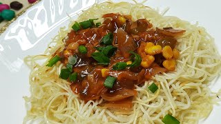 Fried Noodles with Gravy  Mianzhi  Delicious and Unique  Food 4 Family [upl. by Nycila]