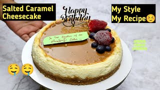 Salted Caramel Cheesecake 🤤 Baked Cheesecake  Cook With Kousy [upl. by Ezana452]