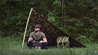 Camping with Military Surplus  Austrian Zeltbahn  Norwegian Backpack  Optimus Svea 123R Stove [upl. by Olivann533]