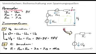 Reihenschaltung von Spannungsquellen vereinfachen  Quellspannung und Innenwiderstand [upl. by Hahsia144]