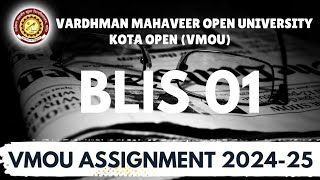 vmou blis assignments solutions  vmou blis 01 assignment 2024  blis January 2024 vmou assignment [upl. by Ettegdirb640]