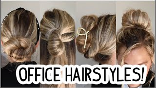 QUICK HAIRSTYLES FOR WORK WHEN YOURE RUNNING LATE Medium amp Long Hairstyles [upl. by Toffey]