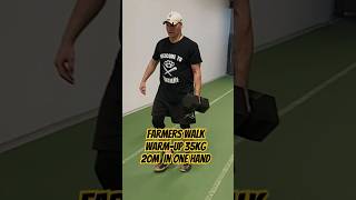 Farmers Walk 35kg in one HandWarmUp eesti strongman strong gym viral fyp shorts farmerswalk [upl. by Nosirrag472]