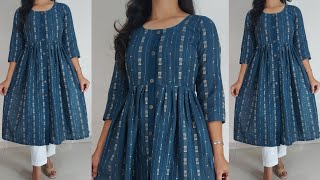 Front Open Plated Kurti Cutting and StitchingFront Button Placket Kurti Cutting and Stitching [upl. by Liddy]