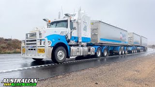 Kenworth T909 K200 and Mack road train uphill run [upl. by Sidonnie]