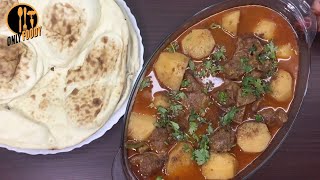 Village Food Style Aloo Gosht Recipe  Lajawab Mutton Allo Gosht with Tandoori Roti [upl. by Ekram]