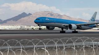 26L arrival – KLM Boeing 777306ER lands at Las Vegas  PHBVK [upl. by Alletnahs268]