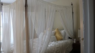 DIY How to make a canopy bed under 40 [upl. by Neirb569]