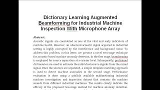 Dictionary Learning Augmented Beamforming for Industrial Machine Inspection With Microphone Array [upl. by Norina]