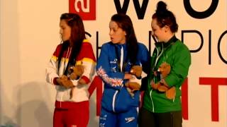 Swimming  womens 100m butterfly S9 medal ceremony  2013 IPC Swimming World Championships Montreal [upl. by Kazim486]