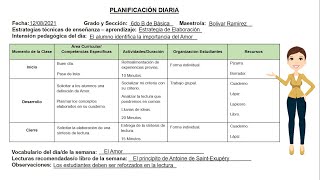 COMO HACER LA PLANIFICACION DIARIA [upl. by Arrac]