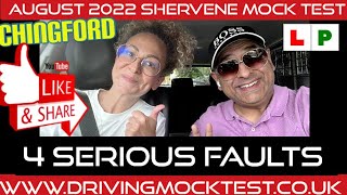 4 Serious Faults 2022 August Shervene Mock Test at Chingford DTC  Driving Test [upl. by Gnep649]