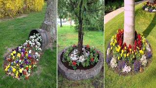 Lamp Post Makeover and How to Create a Perfect Circle Flower Bed  garden ideas [upl. by Etsirk]