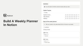 How to build a weekly planner in notion [upl. by Assilana]