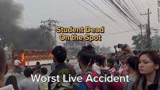 Worst accident ever in Nepal  Khanar Live Accident  School Student on the Spot Death [upl. by Merlina]