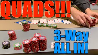 I River QUADS In ThreeWay ALL IN Huge Pot Must See Poker Vlog Ep 282 [upl. by Haisej]