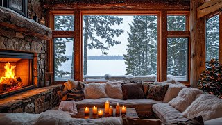 Winter Cozy Room Ambience ❄️ Snowy Day with Gentle Piano Music and Fireplace Sounds for Relaxation [upl. by Enner]