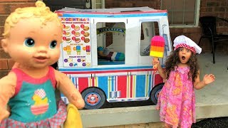 SALLY Pretend Play Selling Ice Cream Toys from ice cream truck [upl. by Yennor]