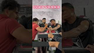 ARM WRESTLING WITH 100 KG PLAYER 100KG VS 51KG ❤️‍🩹🔥jeetkashyap [upl. by Luann]