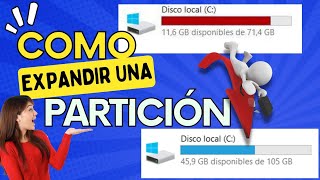 Expandir Partición y Aumentar Espacio 𝗖 Windows 10 11 ⚡【SÚPER FÁCIL】 [upl. by Yhtrod131]