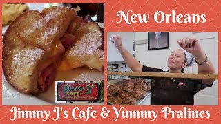 NEW ORLEANS Breakfast at Jimmy Js Cafe amp the BEST Pralines EVER [upl. by Nuahsar731]