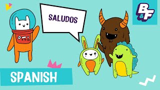 Learn Spanish with BASHO amp FRIENDS  Greetings Good Morning song for kids [upl. by Bastien]