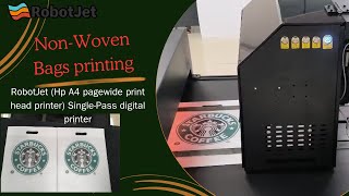 RobotJet HP A4 PrintHead PrinterNonWoven bags Single Pass Digital Printer with hp PrintHead [upl. by Frymire]