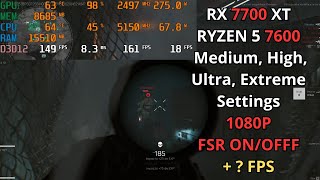 RX 7700 XT  Ryzen 5 7600  Delta Force  1080P MEDIUM HIGH ULTRA EXTREME SETTINGS  FRS ONOFF [upl. by Frannie]