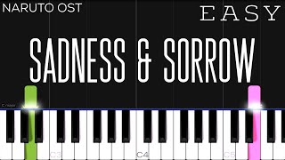 Naruto  Sadness and Sorrow  EASY Piano Tutorial [upl. by Nuahsed476]