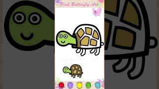 Tiddles The Pet Tortoise Drawing and Coloring for Kids Toddlers Preschoolers pinkbutterflyart [upl. by Asnarepse223]