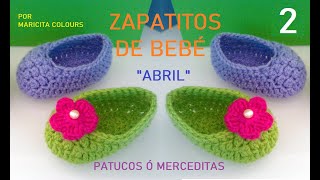 Zapatitos Bebé Crochet quotAbrilquot 2 Merceditas por Maricita [upl. by Nimzzaj428]