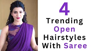 4 New Trending Open Hair Hairstyles For Saree  Wedding Hairstyles [upl. by Yelssew]