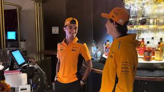 Lando Norris and Oscar Piastri mixing drinks in Las Vegas  Nov 14 2023 [upl. by Liris]