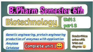 Bpharm semester 6 biotechnology part 2 complete unit1 😀👍 [upl. by Aziram]