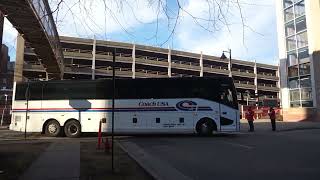 Coach USA Hicksville LIRR bound CX45 81401 LIRR Shuttle leaving Mineola LIRR [upl. by Lowenstern]