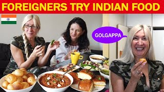 Foreigners try Indian Food  Foreigners trying PANIPURI \PAVBHAJI Indian Food reaction indianfood [upl. by Mandi]